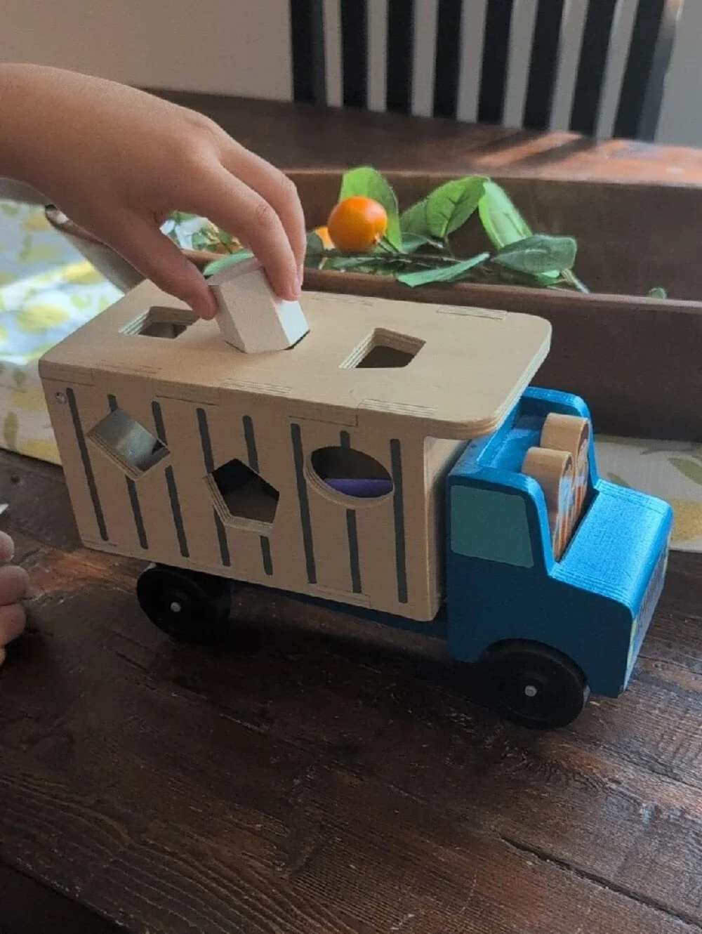 Melissa & Doug Blue Wooden Shape-Sorting Truck with Colorful Shapes